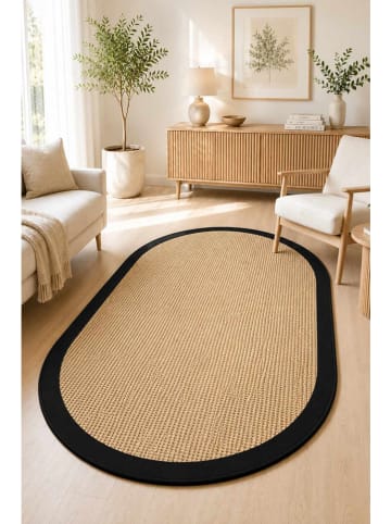 Kurzflor-Teppich "Rona" in Beige/ Schwarz