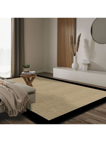 Kurzflor-Teppich in Beige/ Schwarz