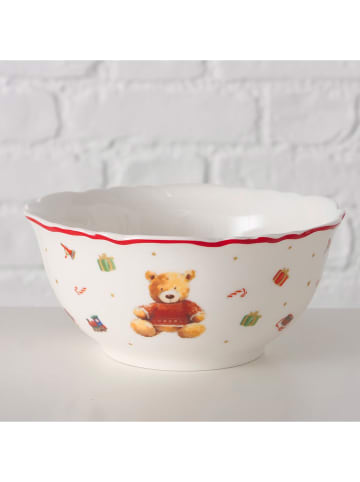 Müslischale "Bailey" in Weiß/ Rot/ Hellbraun - Ø 14 cm