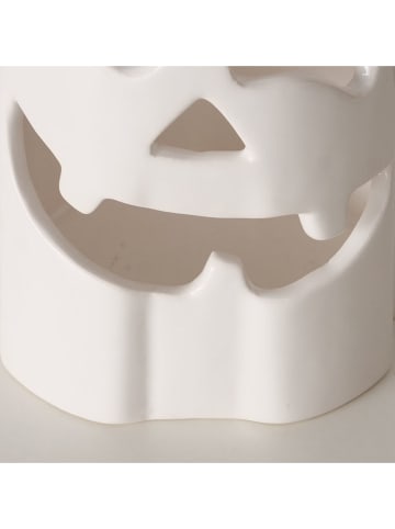 Windlicht ''Bou'' in Weiß - (H)17,8 x Ø 14 cm