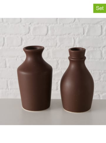 2er-Set: Vasen "Brosy" in Dunkelbraun - (H)12 x Ø 6,5 cm