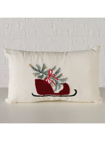 Poduszka "Sleigh" w kolorze czerwono-białym - 50 x 30 cm