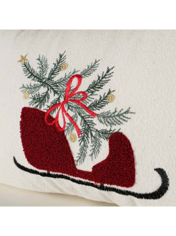 Poduszka "Sleigh" w kolorze czerwono-białym - 50 x 30 cm