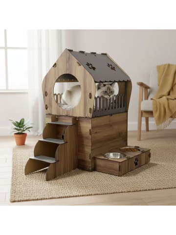 Kattenhuis bruin - (B)65 x (H)68 x (D)51 cm