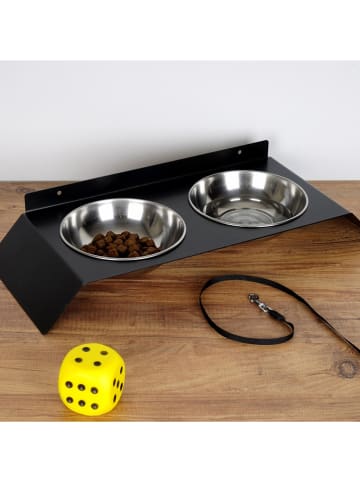 3-delige voerbakset zwart - (B)50 x (H)6 x (D)20 cm