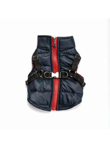 Hundejacke in Dunkelblau/ Rot