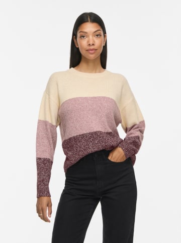 Vila Pullover "Visposa" in Beige/ Rosa/ Bordeaux