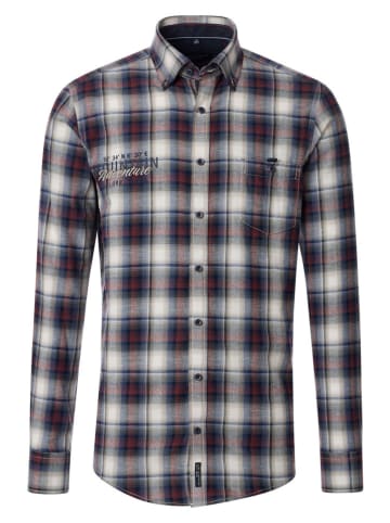 Koszula - Casual fit - w kolorze granatowo-kremowo-czerwonym