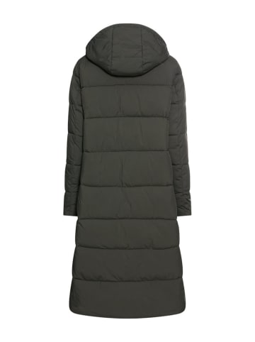 Doorgestikte mantel kaki