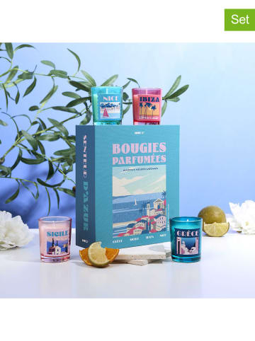 4-delige set: geurkaarsen "Voyage" meerkleurig - 4x 50 g