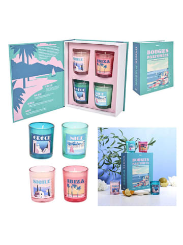 4-delige set: geurkaarsen "Voyage" meerkleurig - 4x 50 g