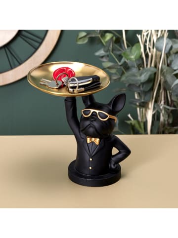 Decoratief object "Bulldog" zwart/goudkleurig - (B)21,5 x (H)21 x (D)20,5 cm