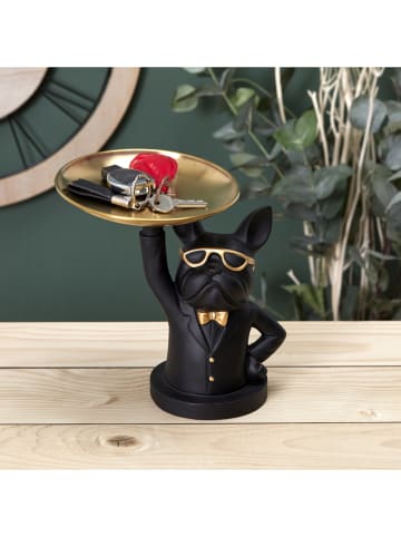 Dekoobjekt "Bulldog" in Schwarz/ Gold - (B)21,5 x (H)21 x (T)20,5 cm