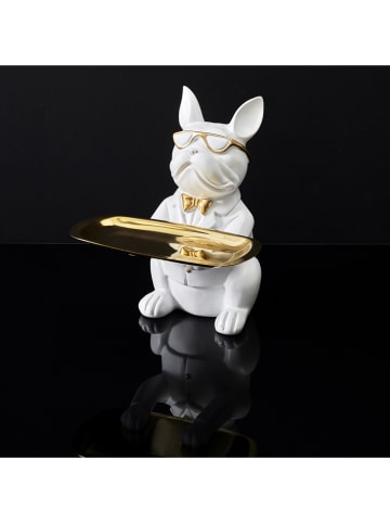 Dekoracja "Bulldog" w kolorze białym - 23,5 x 21 x 19 cm
