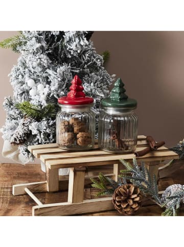 2-delige set: voorraadglazen rood/groen - (H)14 cm (verrassingsproduct)