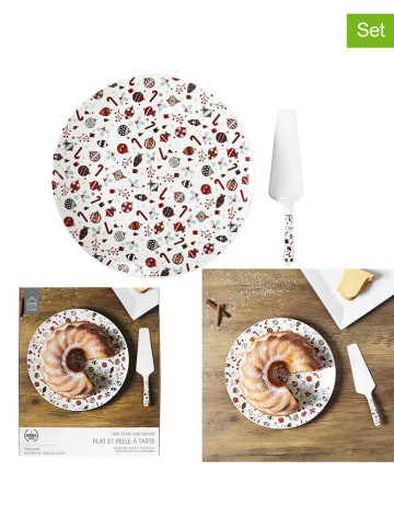 2-delige set wit/rood/lichtblauw