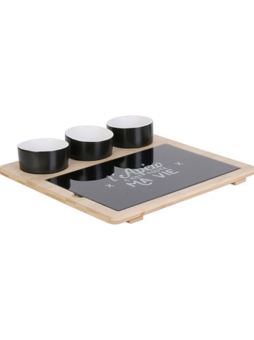 Servierplatte in Bambus/ Schwarz - (B)27 x (H)26 x (T)4,5 cm