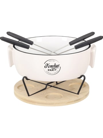 7-delige fondueset wit/lichtbruin - 1,2 l