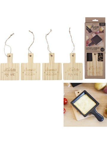 Podkładki (4 szt.) w kolorze beżowym pod patelnie do raclette