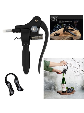 Wijnflesopener zwart - (H)19 cm