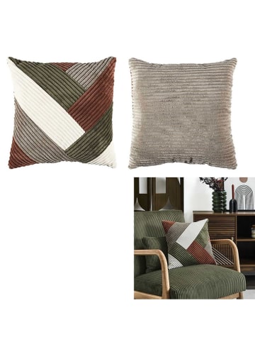 Kissen in Beige/ Weiß/ Khaki - (L)40 x (B)40 cm