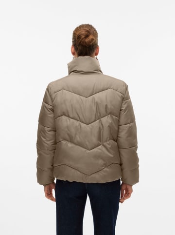 Doorgestikte jas beige