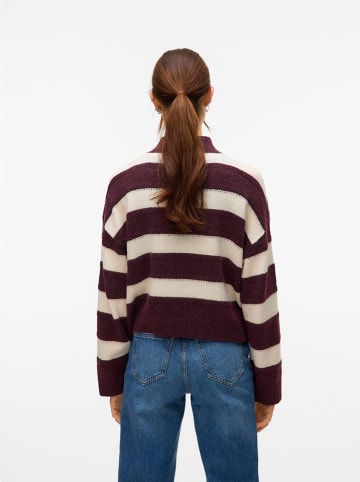 Sweter w kolorze bordowo-kremowym