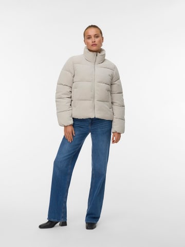 Doorgestikte jas beige