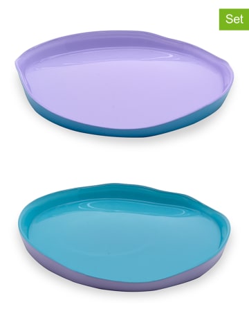 Talerze (2 szt.) w kolorze fioletowo-turkusowym do serwowania - Ø 18 cm