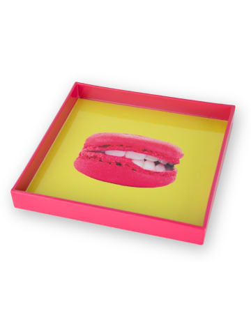 Taca dekoracyjna "Macaron" w kolorze żółto-różowym - 20 x 20 cm