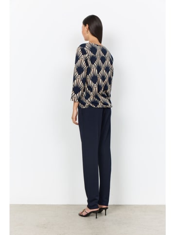 soyaconcept Bluse "Felicity" in Dunkelblau/ Beige