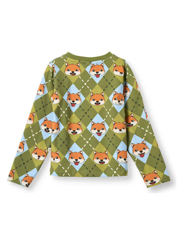 Småfolk Koszulka "Foxes" w kolorze zielonym
