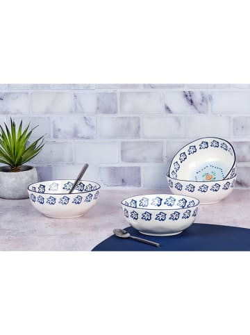 4-delige set: kommen "Napoli" wit/blauw - Ø 17,5 cm