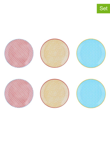6-delige set: dessertborden "Color" rood/geel/lichtblauw - Ø 21 cm