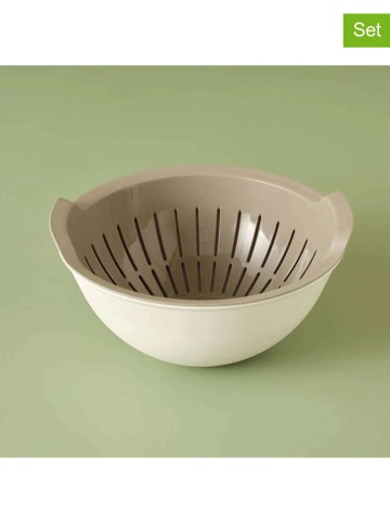 2-delige set: keukenzeef grijs/wit - (H)11 x  Ø 25,5 cm