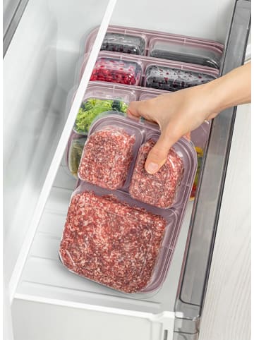 6-delige set: voorraadcontainers roze - (B)24 x (H)5 x (D)15 cm