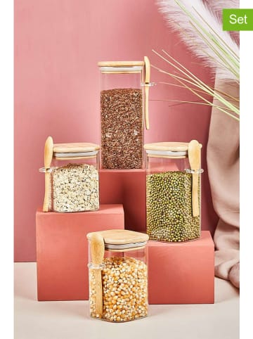 12-delige set: voorraadglazen beige
