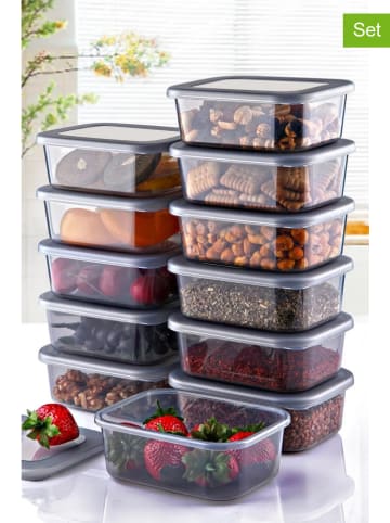 12-delige set: voorraadcontainers antraciet - 250 ml