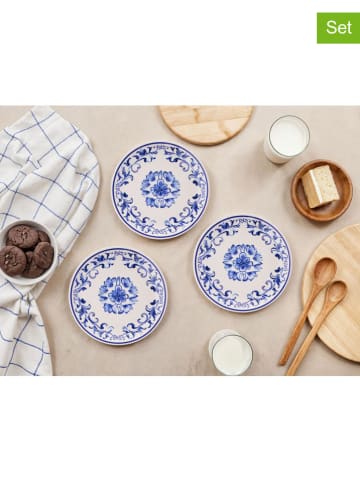 6er-Set: Dessertteller in Weiß/ Blau - Ø 19,3 cm