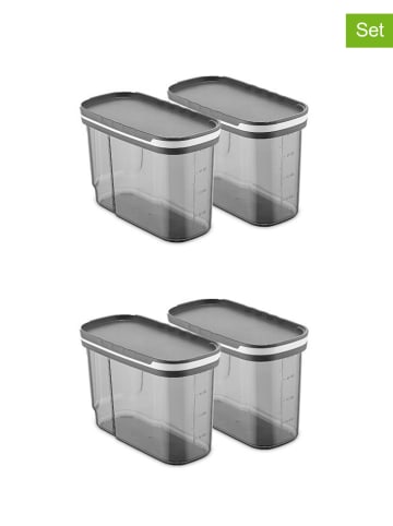 4er-Set: Vorratsbehälter in Grau - 1,25 l