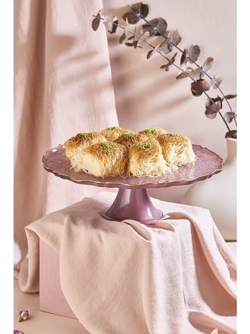 Podstawka w kolorze jasnoróżowo-złotym pod ciasto - wys. 28 cm