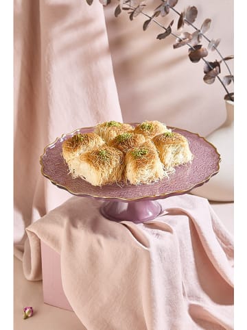 Podstawka w kolorze jasnoróżowo-złotym pod ciasto - wys. 28 cm