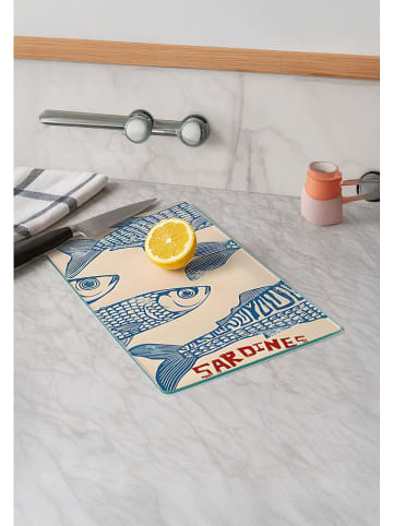 Schneidebrett in Creme/ Blau - (L)30 x (B)20 cm