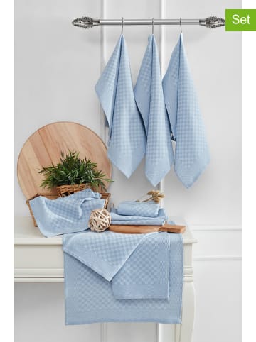 10-delige set: theedoeken lichtblauw - (L)60 x (B)40 cm