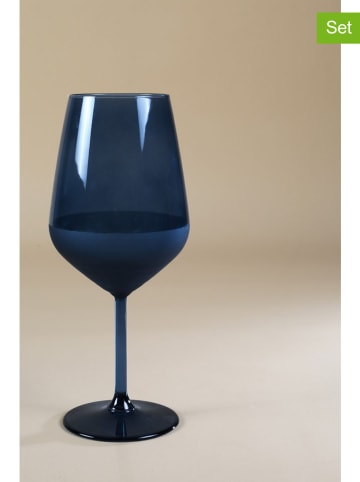 Kieliszki (4 szt.) w kolorze niebieskim do wina - 490 ml