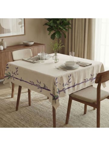 Tafellaken wit/paars - (L)150 x (B)150 cm