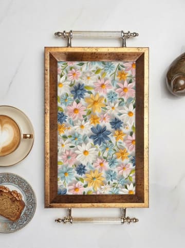 Taca w kolorze złotym ze wzorem - 18 x 34 x 2 cm