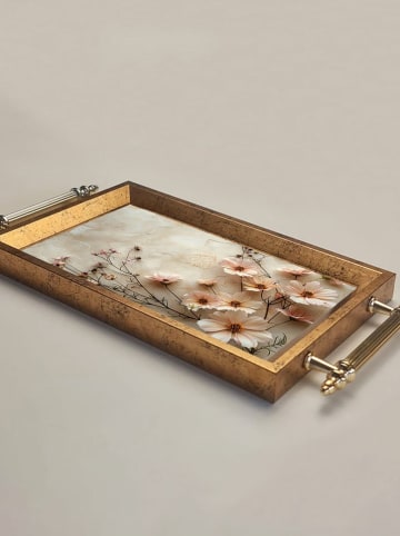 Taca w kolorze złoto-beżowym - 18 x 34 x 2 cm