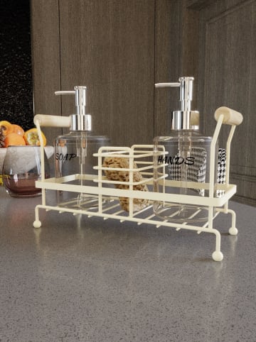 3tlg. Waschbeckenzubehör-Set in Creme - (B)24 x (H)24 x (T)11 cm