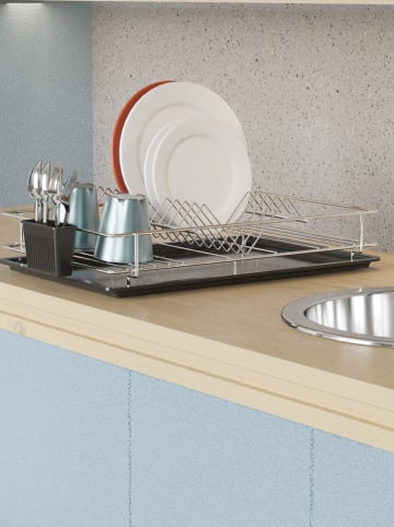 Ociekacz w kolorze srebrno-czarnym do naczyń - 47 x 31 x 11 cm